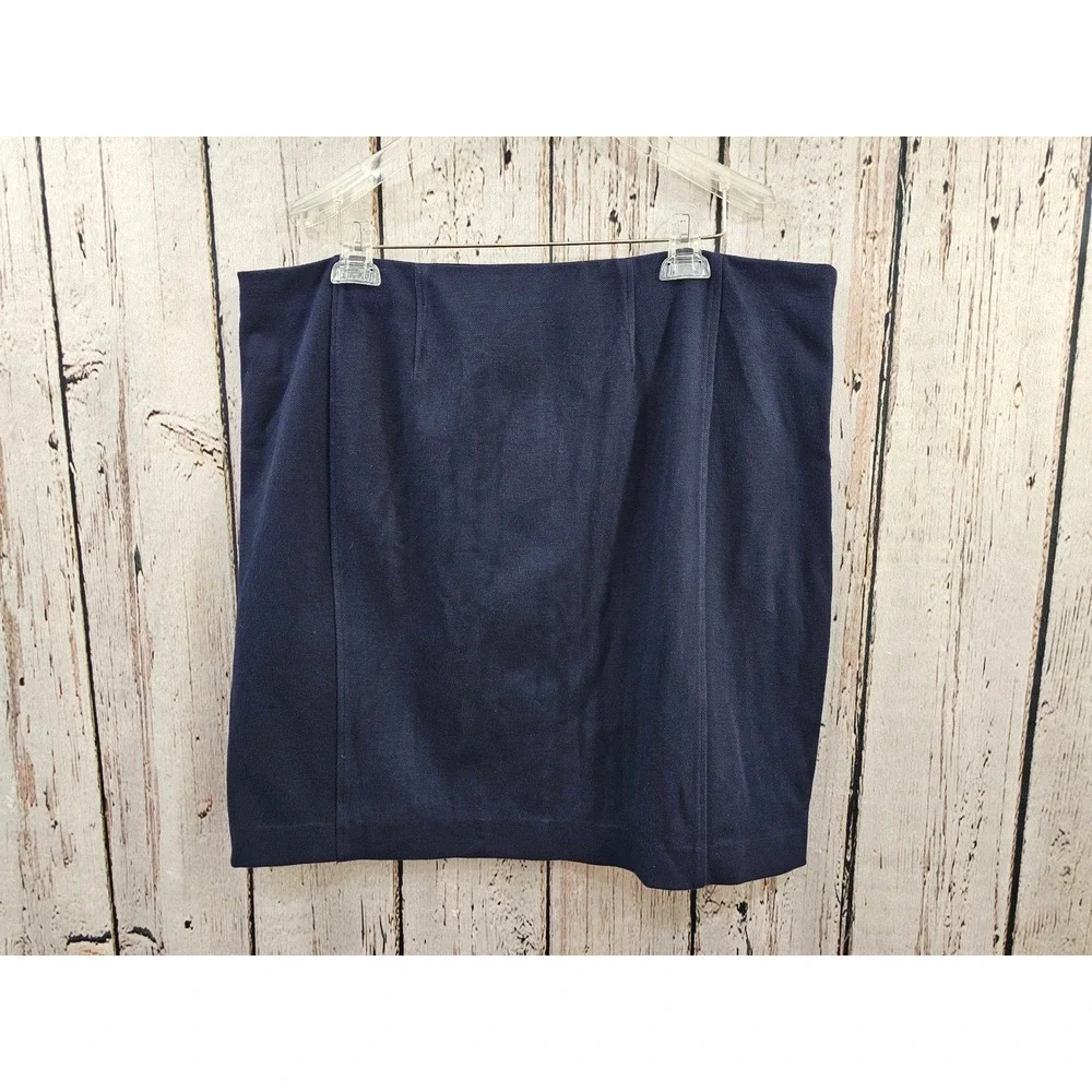 MM La Fleur New York Navy Blue Pencil Skirt 20 XXL Stretch Waist Career Work EUC